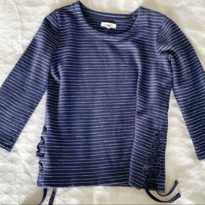 Madewell Striped Navy Blue and White top